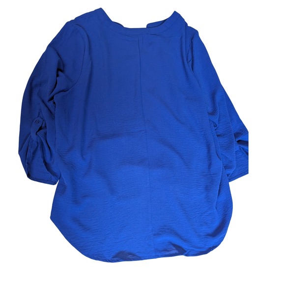 ZAC & RACHEL Royal Blue  V Neck Roll Tab Sleeve Tunic Top Women's Medium - Picture 2 of 10